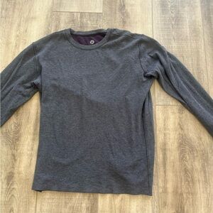 Lululemon reversible crewneck top longsleeve purple grey 46 “gym workout shirt